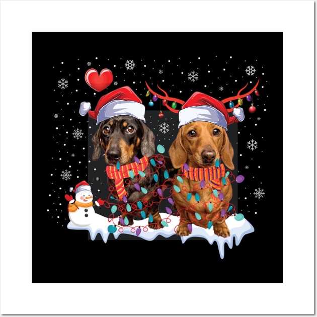 Merry xmas Dachshund Dog Lover christmas gift Wall Art by RedCrunch